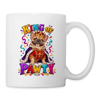 King Of Pawty Französische Bulldogge Königsparty - Tasse - Weiß - Rechts