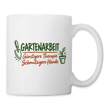 Gartenarbeit Therapie – Lustiges Garten Shirt - Tasse - Weiß - Rechts