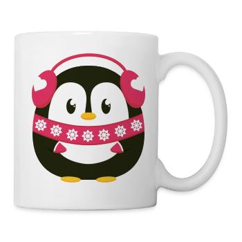 Süßer Pinguin in Pink mit Winterlook  - Tasse - Weiß - Rechts