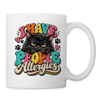 I Have People Allergies Katze Popart - Tasse - Weiß - Rechts