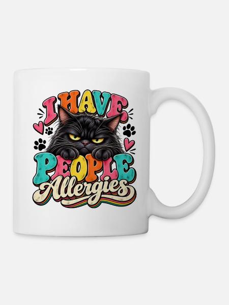 I Have People Allergies Katze Popart - Tasse - Weiß