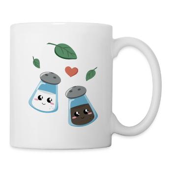 Niedliches Küchenmotiv mit Salz und Pfeffer - Tasse - Weiß - Rechts