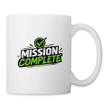 Mission Complete Grunge Logo Neon Green - Tasse - Weiß - Rechts
