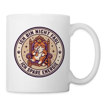 Ich Bin Nicht Faul Ich Spare Energie Katze - Tasse - Weiß - Rechts