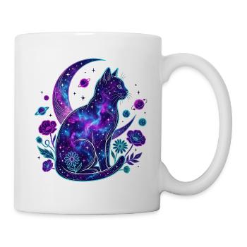 Galaktische Katze im Kosmos - Tasse - Weiß - Rechts
