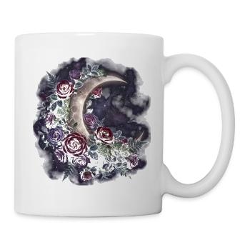 Mondrose im Sternenhimmel - Tasse - Weiß - Rechts