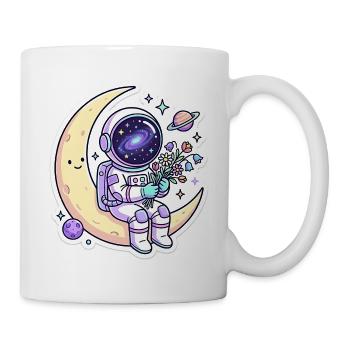 Mondfreund Astronaut mit Blumen - Tasse - Weiß - Rechts