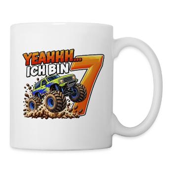 Monstertruck zum 7. Geburtstag – Yeahhh ich bin 7 - Tasse - Weiß - Rechts
