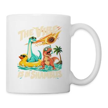 Comic Dinosaurier Die Stimmung ist im Chaos - Tasse - Weiß - Rechts