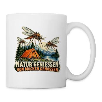 Camping mit Mückenbuffet - Tasse - Weiß - Rechts