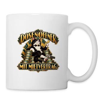 Dosenöffner mit Mietvertrag - Tasse - Weiß - Rechts