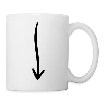 Pfeil nach unten - handgezeichnet - Tasse - Weiß - Rechts