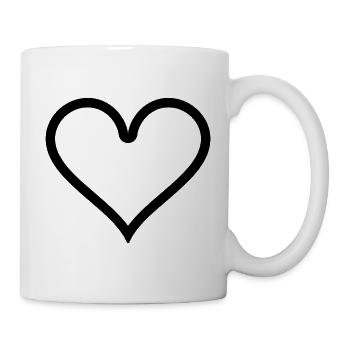 Herz Umriss - schlicht - Tasse - Weiß - Rechts