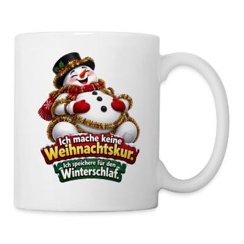 Schneemann mit Weihnachtsspruch - Tasse - Weiß - Rechts