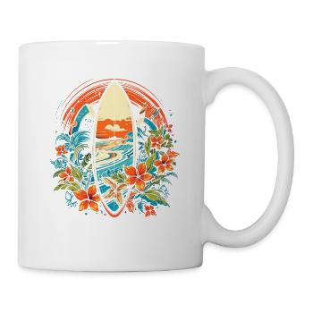 Cartoon Surfbrett - Tasse - Weiß - Rechts
