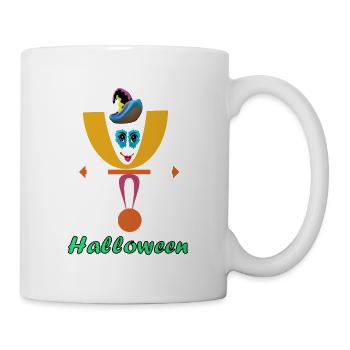 Halloween-Clown-Logo mit Hut - Tasse - Weiß - Rechts