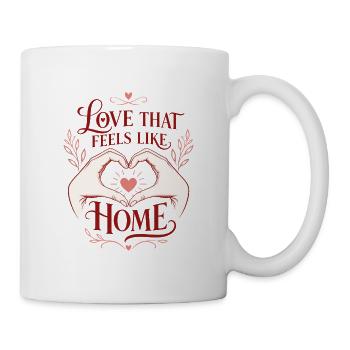 Liebe, die sich wie Zuhause anfühlt – Romantische Herzhände - Tasse - Weiß - Rechts