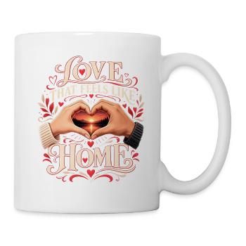 Liebe, die sich wie Zuhause anfühlt – Romantische Herzhände - Tasse - Weiß - Rechts