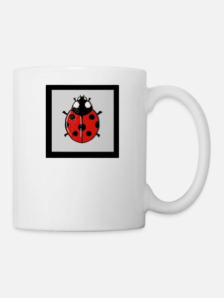 Cartoon-rote Marienkäfer - Tasse - Weiß