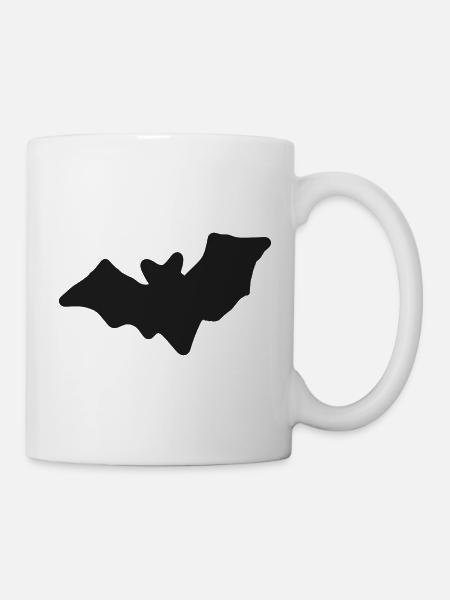 Dunkle Fledermaus, handgezeichnete Silhouette - Tasse - Weiß