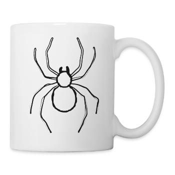Spinne – Schwarz-Weiß-Zeichnung mit langen Beinen - Tasse - Weiß - Rechts