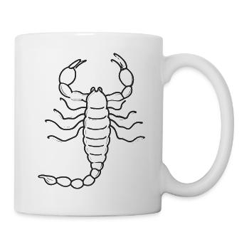 Skorpion – detaillierte Schwarz-Weiß-Illustration - Tasse - Weiß - Rechts