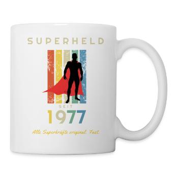 Jahrgang 1977 Superheld 50. Geburtstag Mann - Tasse - Weiß - Rechts
