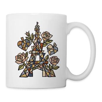Eiffel im Mosaik mit Rosen - Tasse - Weiß - Rechts