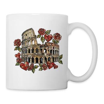 Kolosseum und geometrische Rosen - Tasse - Weiß - Rechts