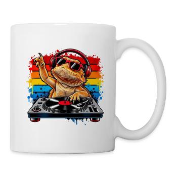 Bearded Dragon DJ Rainbow Vibes - Tasse - Weiß - Rechts