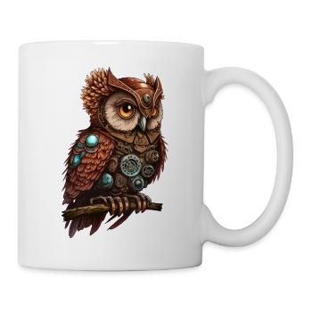 Steampunk Eule Steam Punk Eule Vogel Vintage - Tasse - Weiß - Rechts
