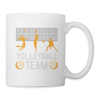 Volleyball Team – Spieler Silhouetten Orange - Tasse - Weiß - Rechts