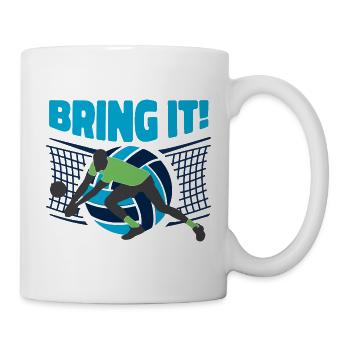 Bring It! Volleyball Annahme am Netz Blau - Tasse - Weiß - Rechts