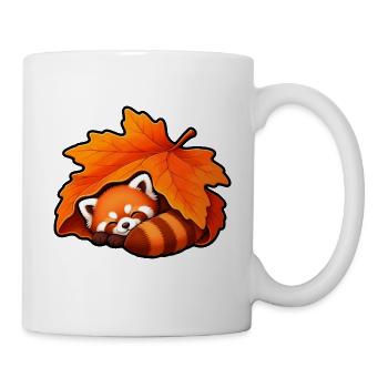 Roter Panda Ahornblatt Herbst Niedlich T-Shirt - Tasse - Weiß - Rechts