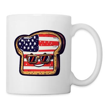 Toast mit USA-Flagge und Sonnenbrille - Tasse - Weiß - Rechts