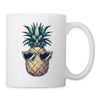 Ananas mit Sonnenbrille – Bunt - Tasse - Weiß - Rechts
