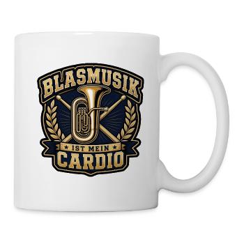 Blasmusik Ist Mein Cardio Tuba Schlagzeug Shirt - Tasse - Weiß - Rechts