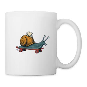 Skate-Schnecke mit Espresso - Tasse - Weiß - Rechts