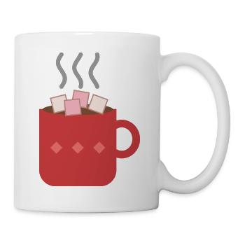 Heiße Schokolade mit Marshmallows - Kakao Winter - Tasse - Weiß - Rechts