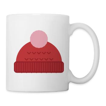 Wollmütze mit Bommel - Winter Motiv - Tasse - Weiß - Rechts