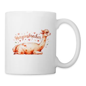 Herzensbrecher Lama Illustration - Tasse - Weiß - Rechts