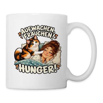 Aufwachen Frauchen Hunger Katze - Tasse - Weiß - Rechts