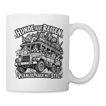 Hunde auf Reisen: Planlos aber mit Stil - Tasse - Weiß - Rechts