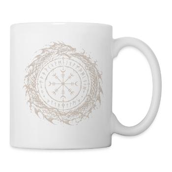 Jörmungandr mit Vegvisir im Runenring - Tasse - Weiß - Rechts
