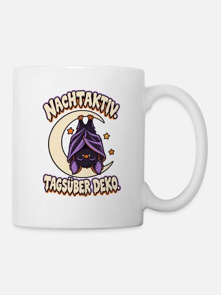 Nachtaktiv tagsüber Deko Fledermaus - Tasse - Weiß