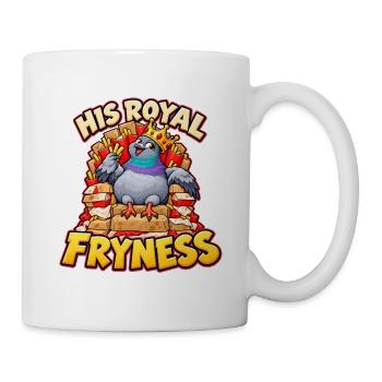 Taube auf Pommes Thron mit His Royal Fryness - Tasse - Weiß - Rechts