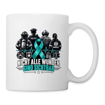 Nicht alle Wunden sind sichtbar – PTBS Polizei - Tasse - Weiß - Rechts