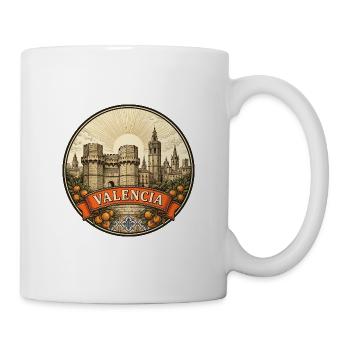 Valencia Spanien Reiseabzeichen Serranos Towers Geschenk - Tasse - Weiß - Rechts