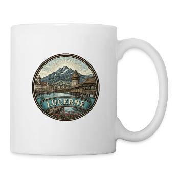 Luzern Schweiz Reiseabzeichen Kapellenbrücke - Tasse - Weiß - Rechts