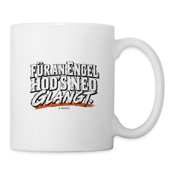 Engeltext Schwarzweiß mit Orange Schwung - Tasse - Weiß - Rechts